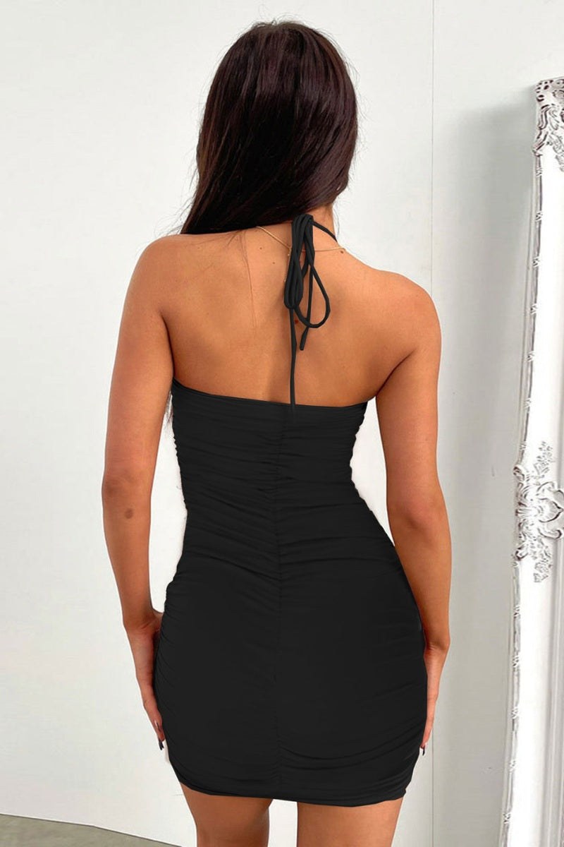Sexy Cut-Out Ruched Halter Dress