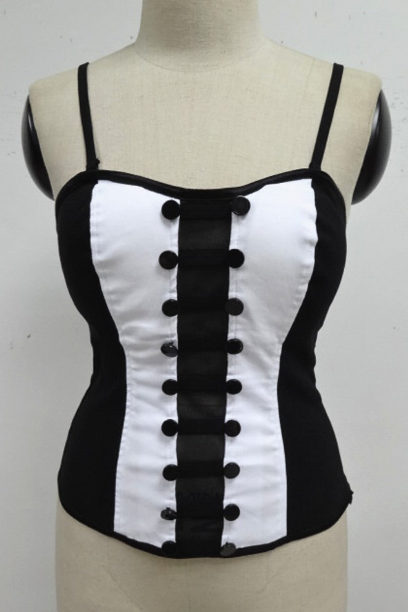 MIDDLE BUTTONS MESH DETAIL CORSET