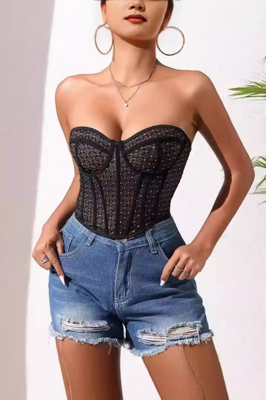 Black Strapless Corset Top