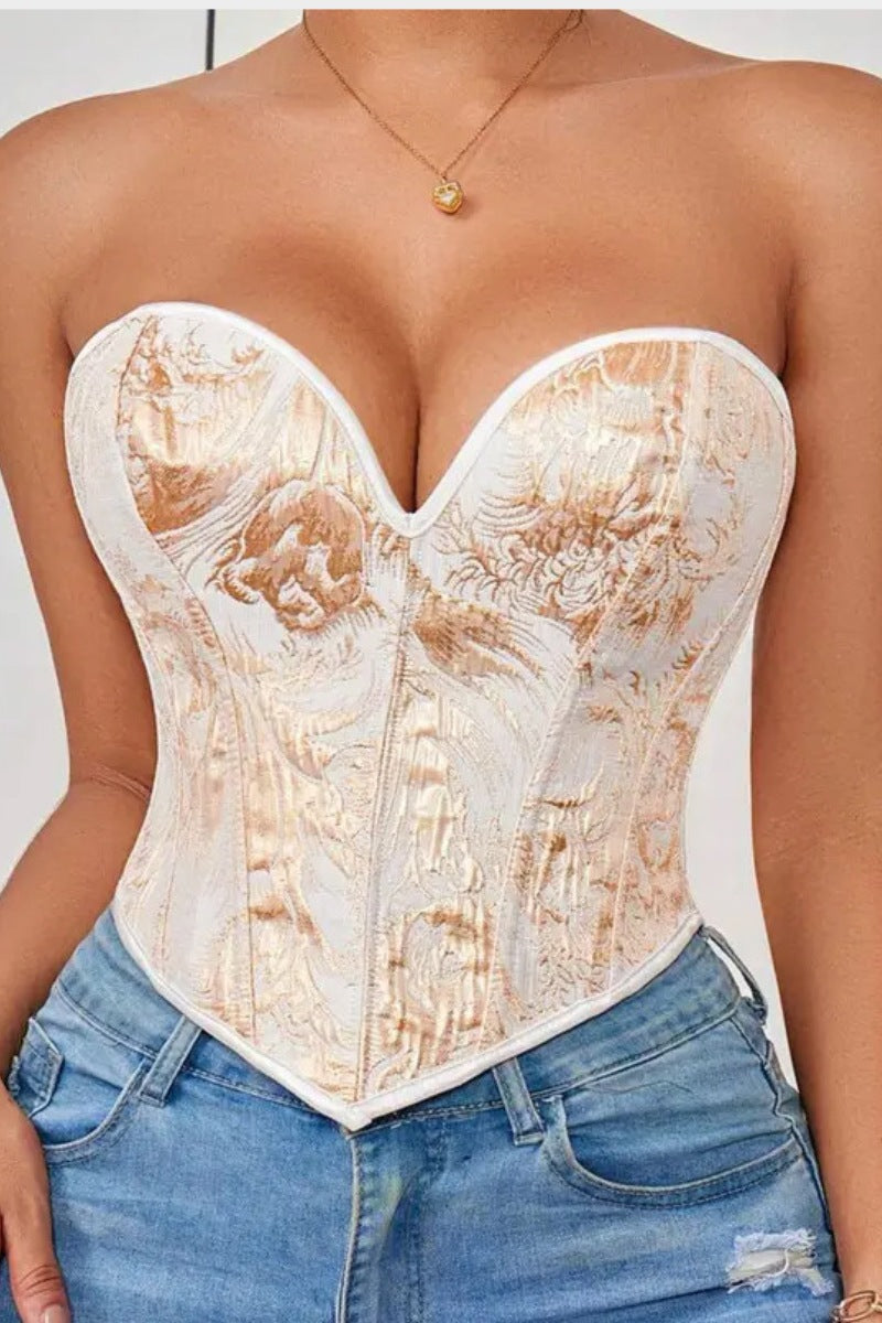 Elegant Baroque Floral Bustier Corset Top