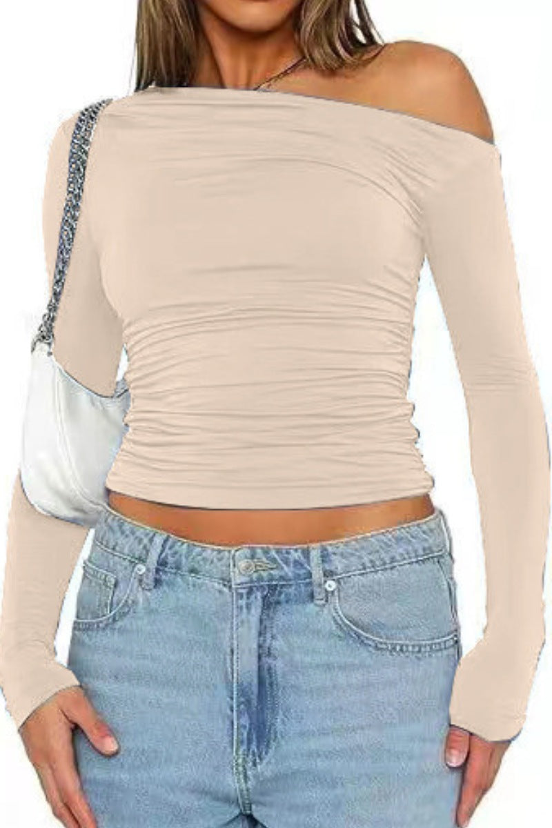 Asymmetrical One Shoulder Long Sleeve Top