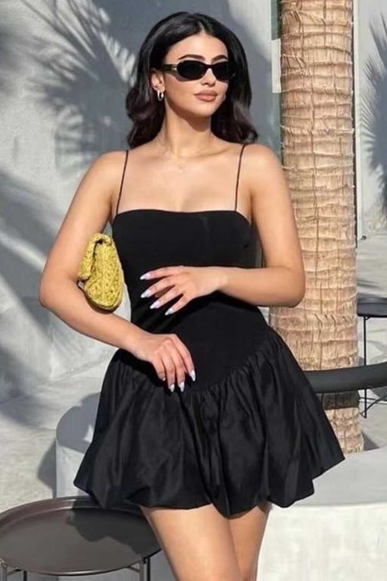 Charming Balloon Skirt Dress with Spaghetti Straps