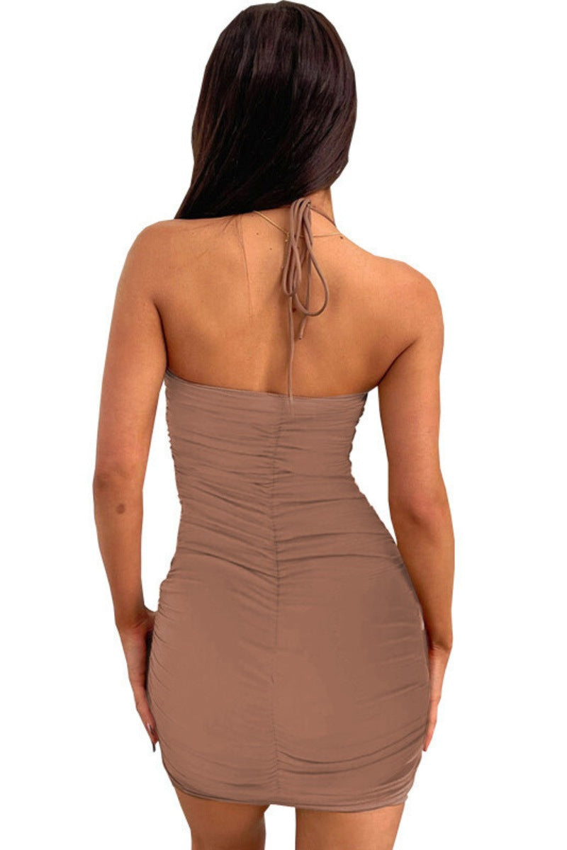 Sexy Cut-Out Ruched Halter Dress