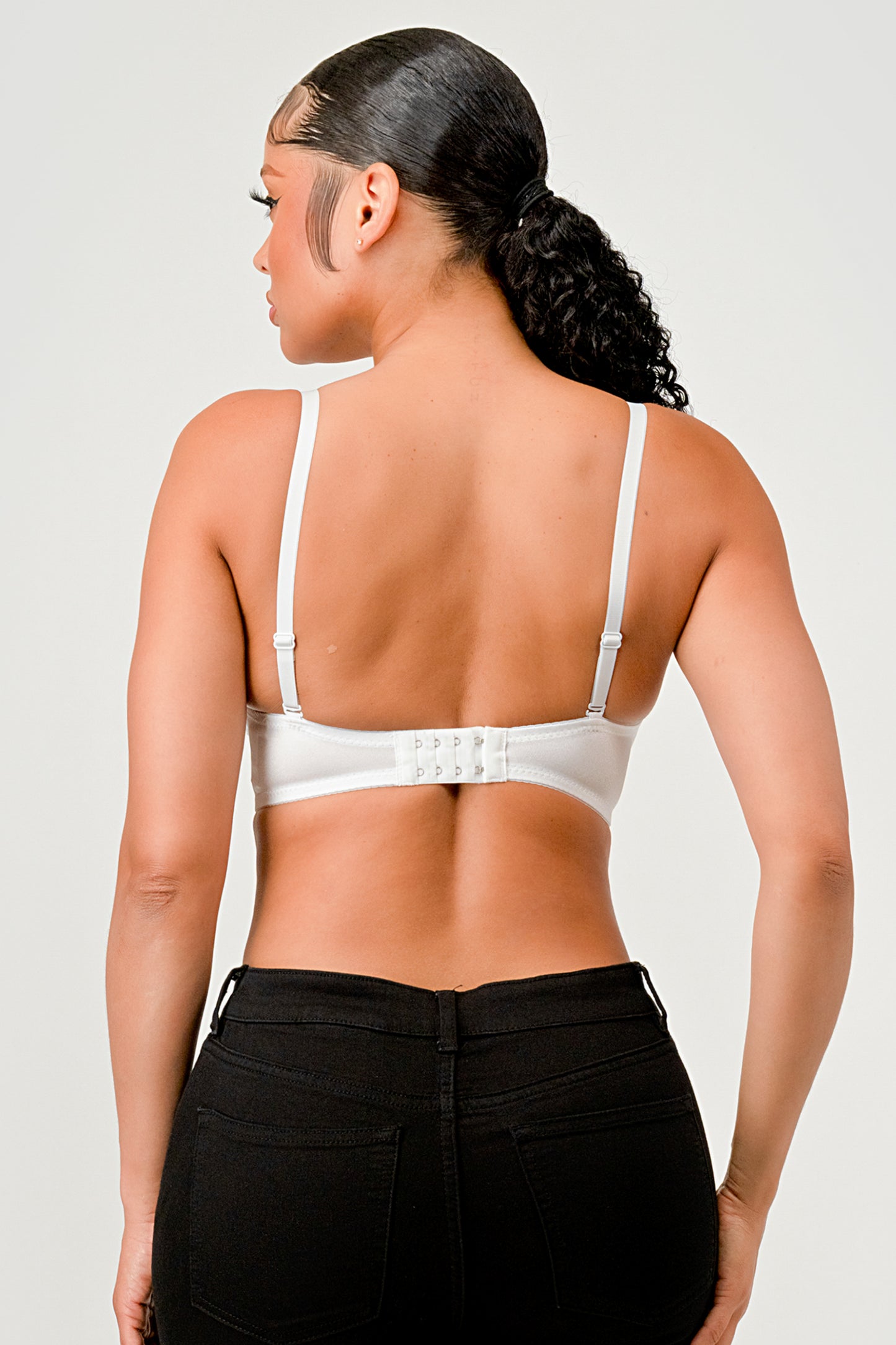DIAMOND SHAPE CRYSTAL BEADED LACE BRALETTE TOP