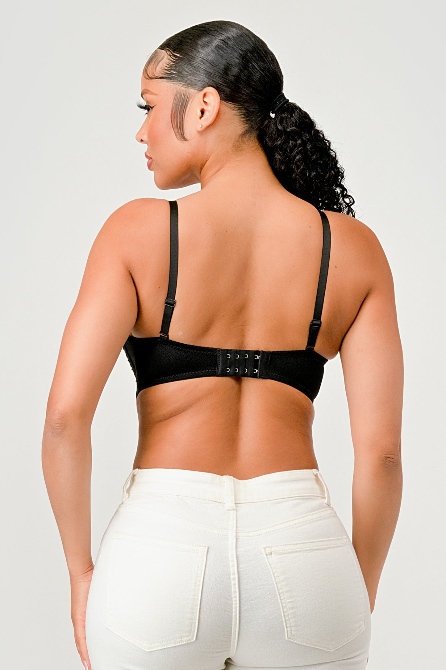 DIAMOND SHAPE CRYSTAL BEADED LACE BRALETTE TOP