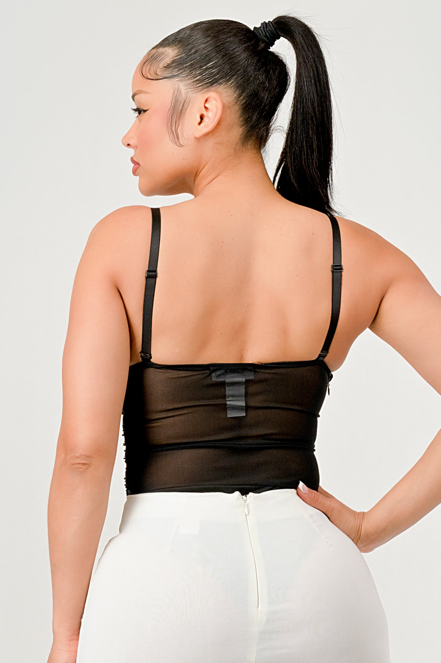 Reigning Lace Beaded Bustier Bodysuit