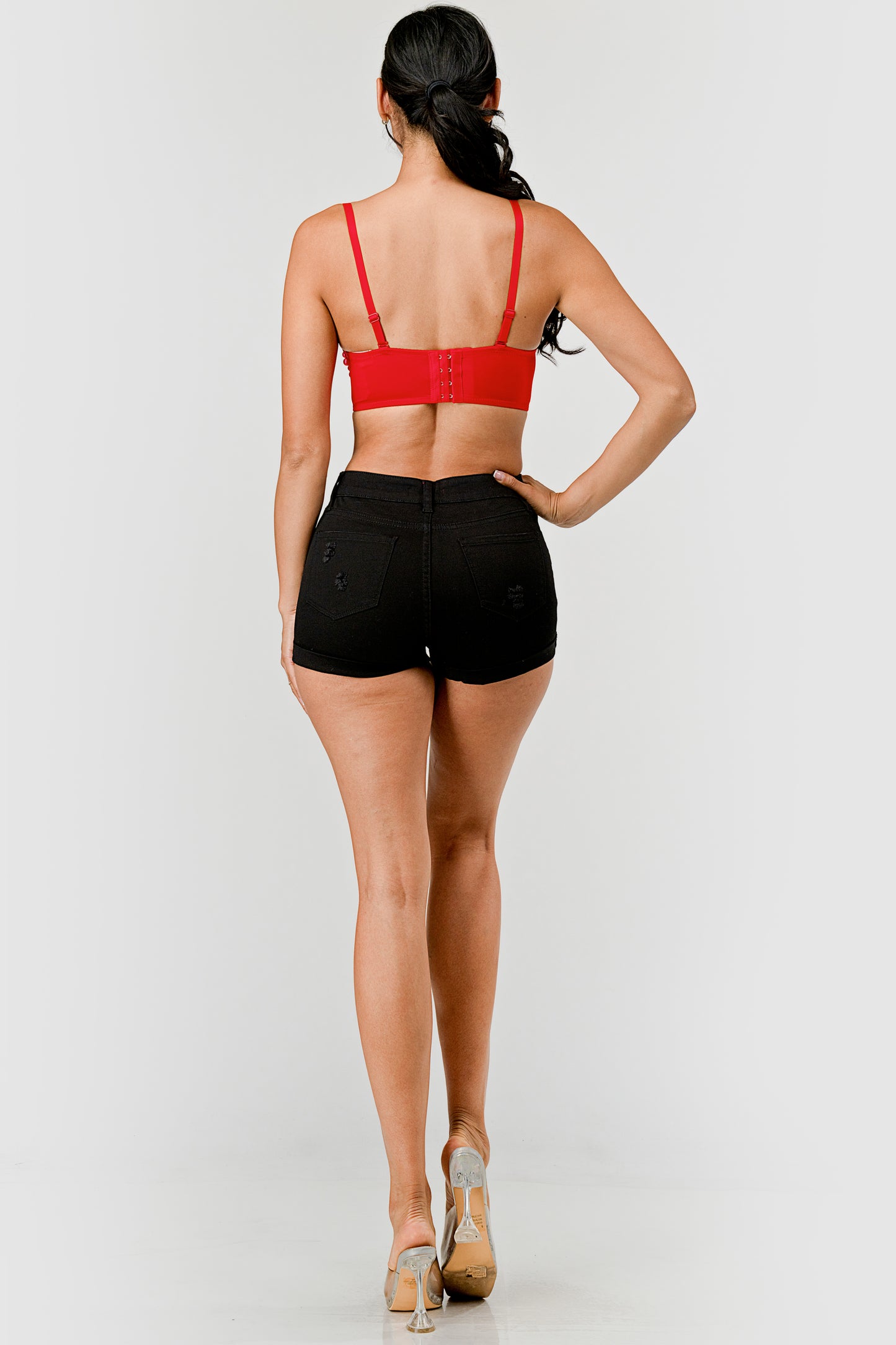 Sexy Pearl Hand Bone Embellished Women's Bra Top