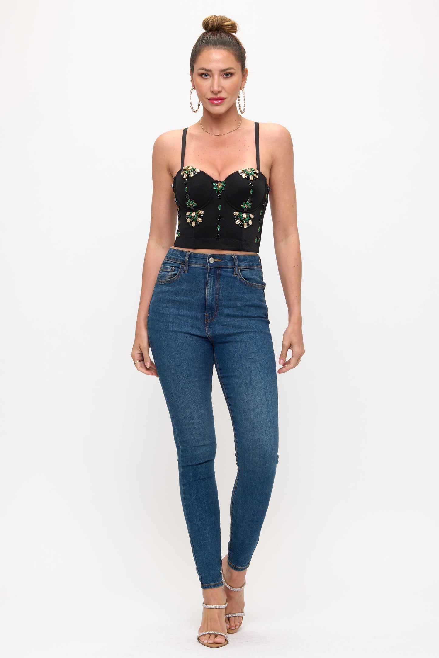 Opulent Emerald and Crystal Bustier