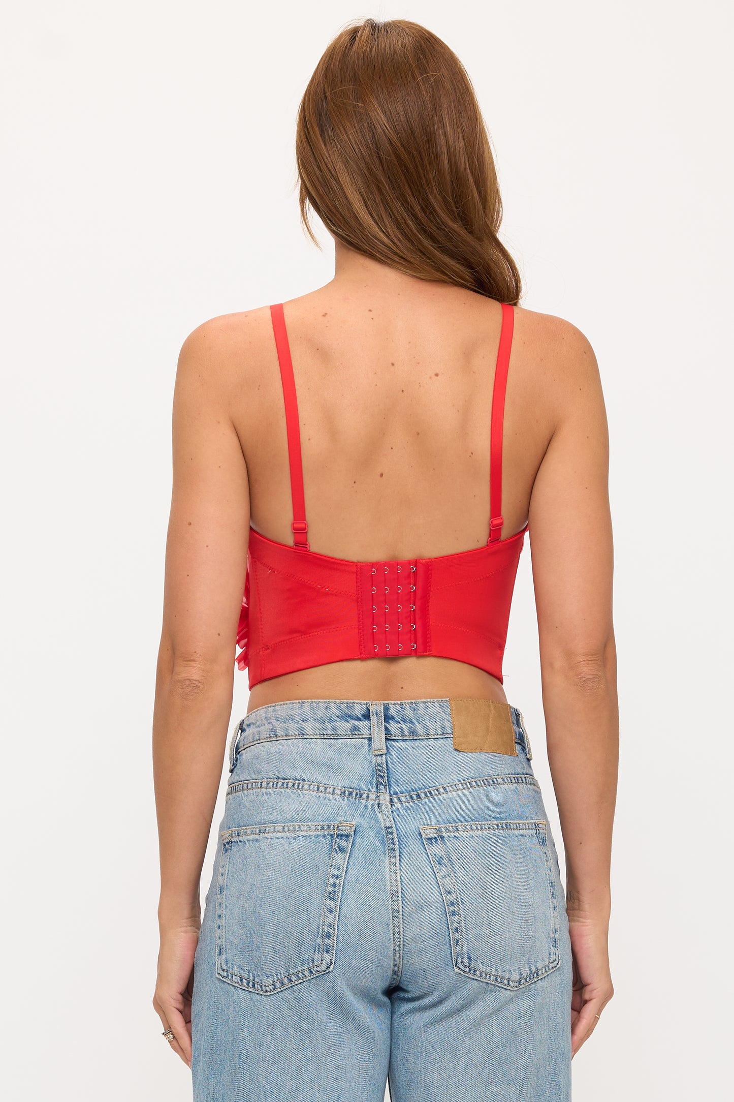 3D Flower Embellished Bustier Crop Top