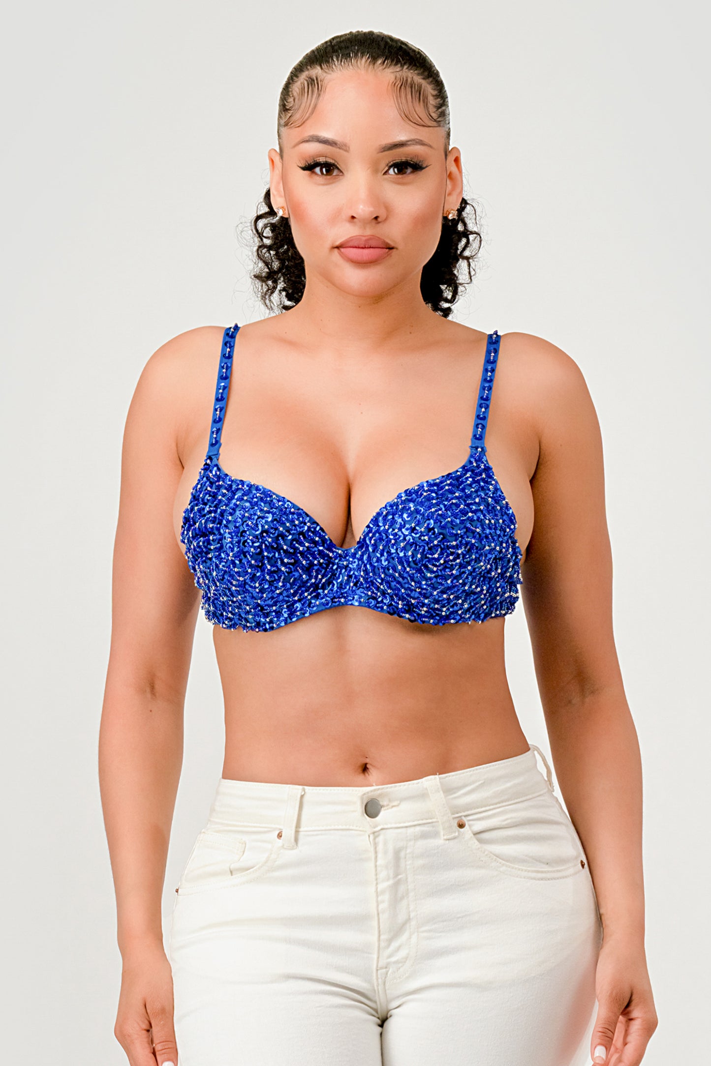 SEQUIN EMBELLISHED BRA(LARGE 3PCS)_D6485