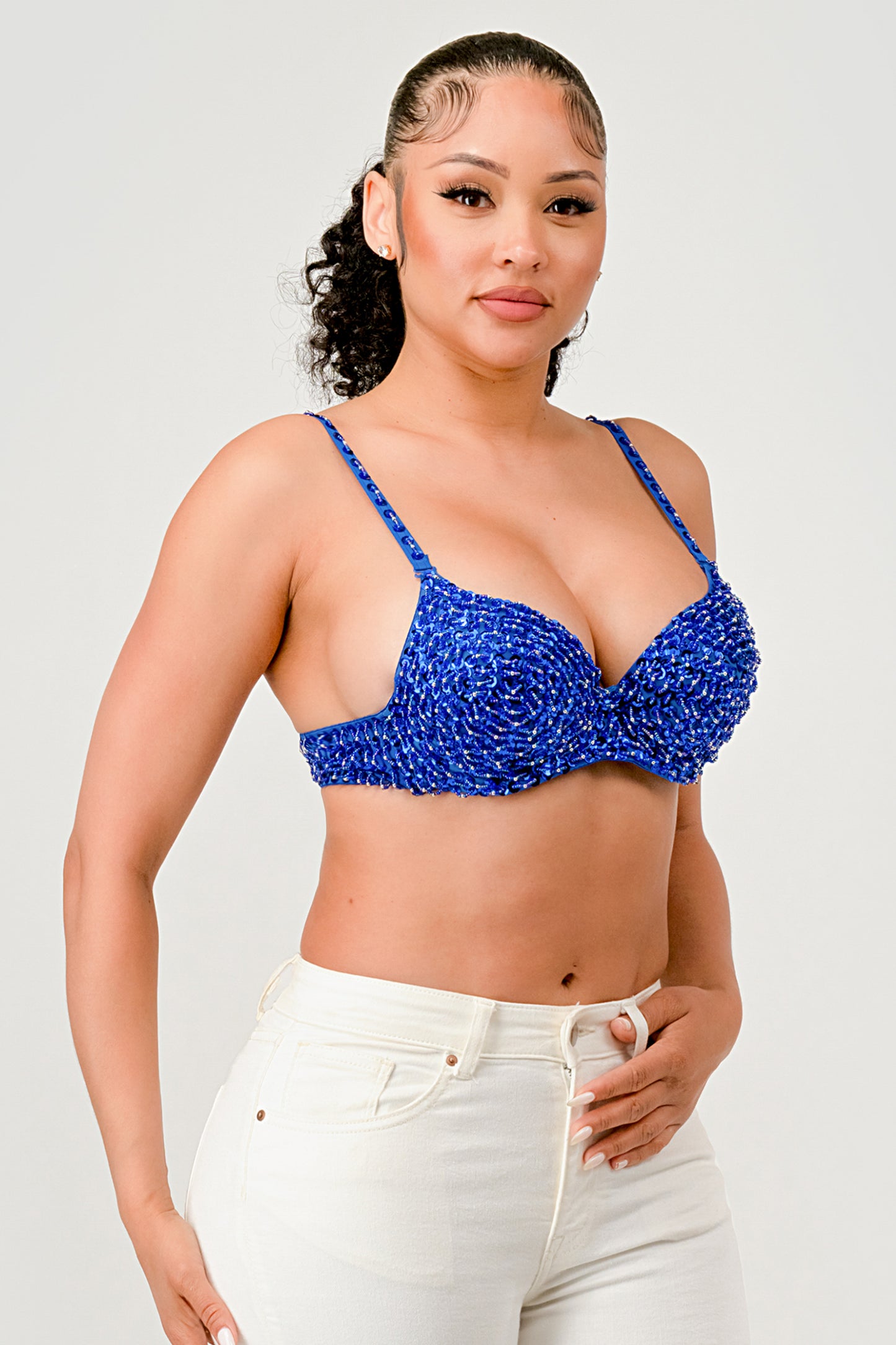 SEQUIN EMBELLISHED BRA(LARGE 3PCS)_D6485