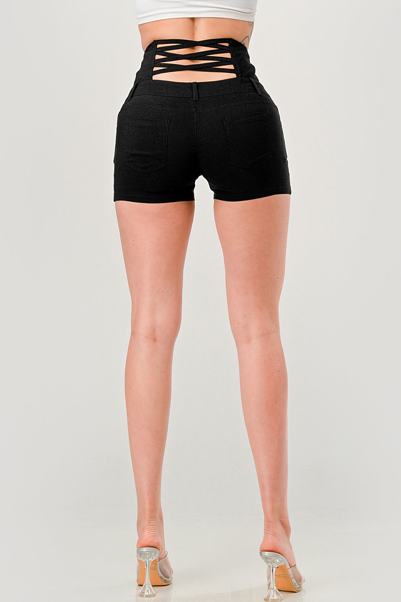 BUTTON DOWN HIGH WAISTED SHORTS