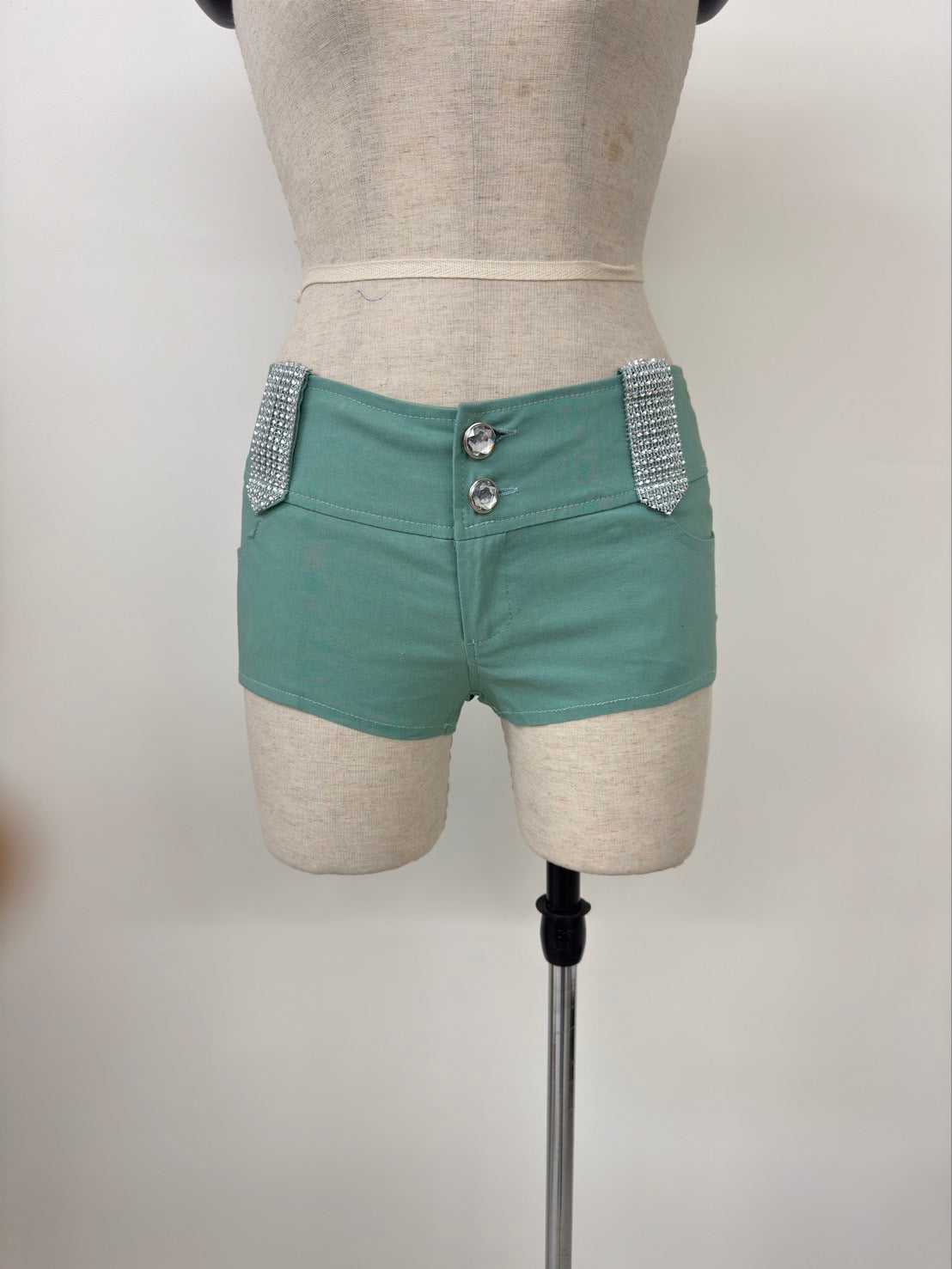 RHINESTONE EMBELLISHED MINI SHORTS_D6756