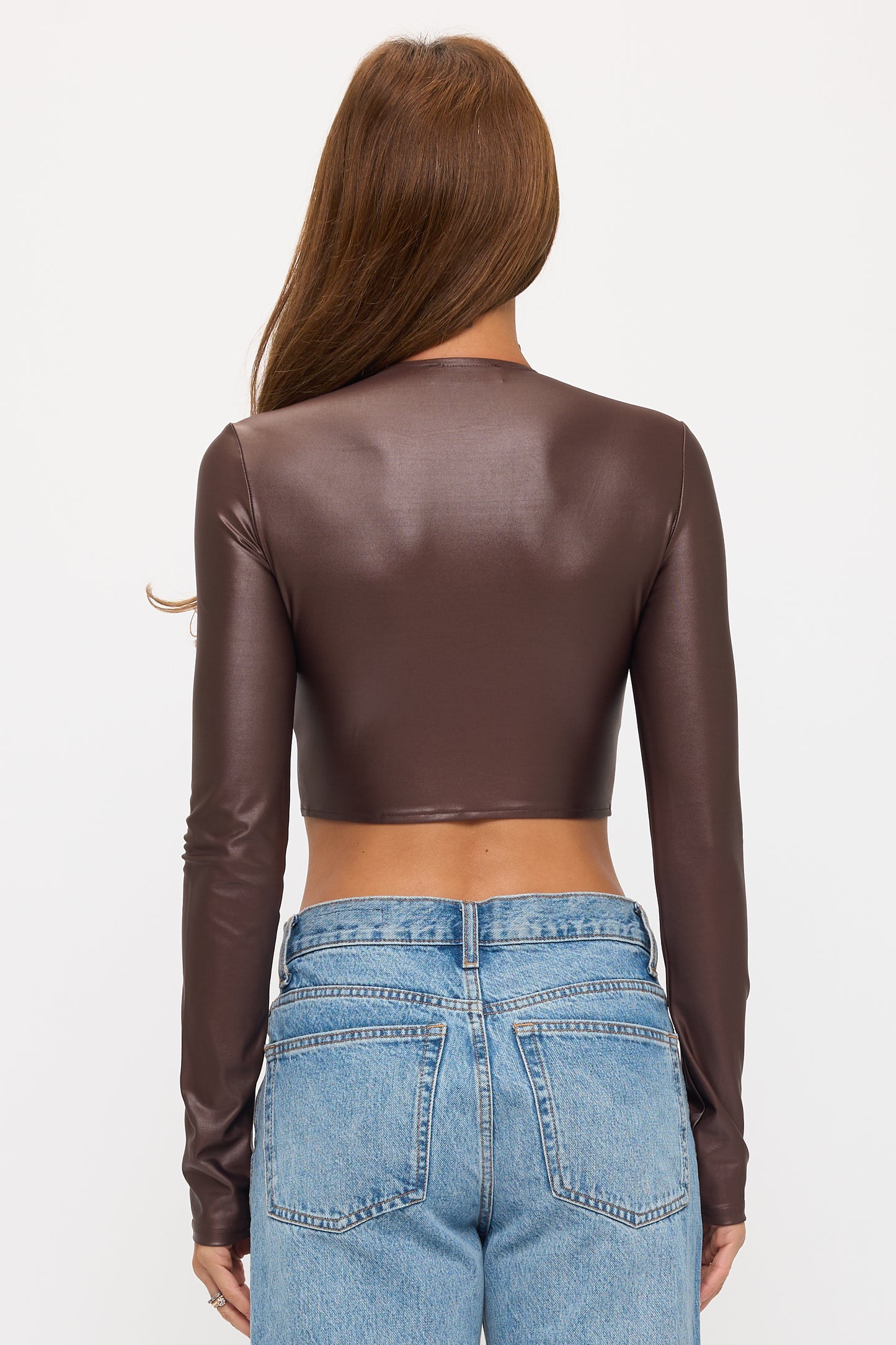LACE-UP DETAIL ZIP UP LONG SLEEVE CROPPED JACKET
