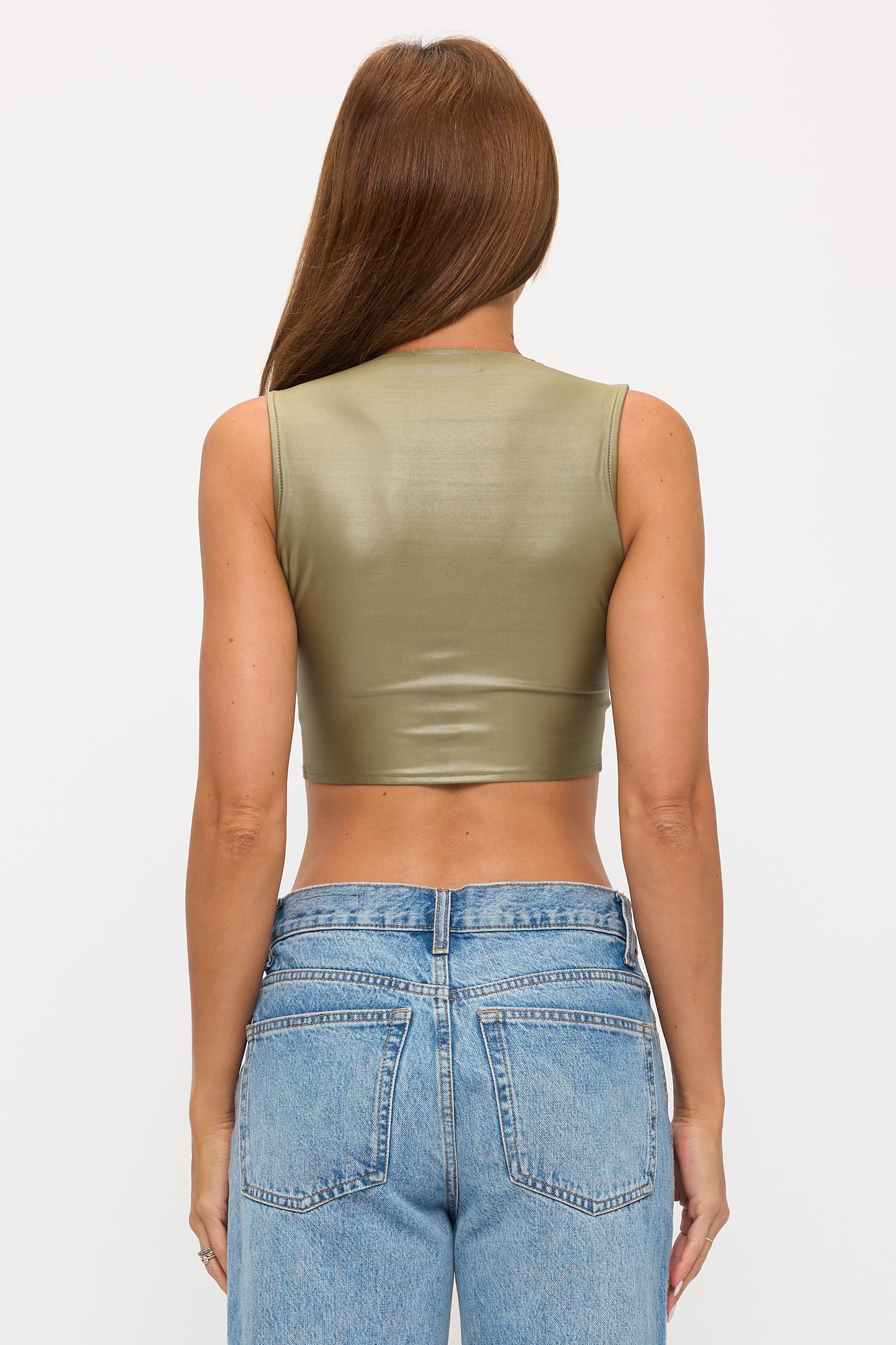 LACE-UP DETAIL SLEEVELESS CROP TOP