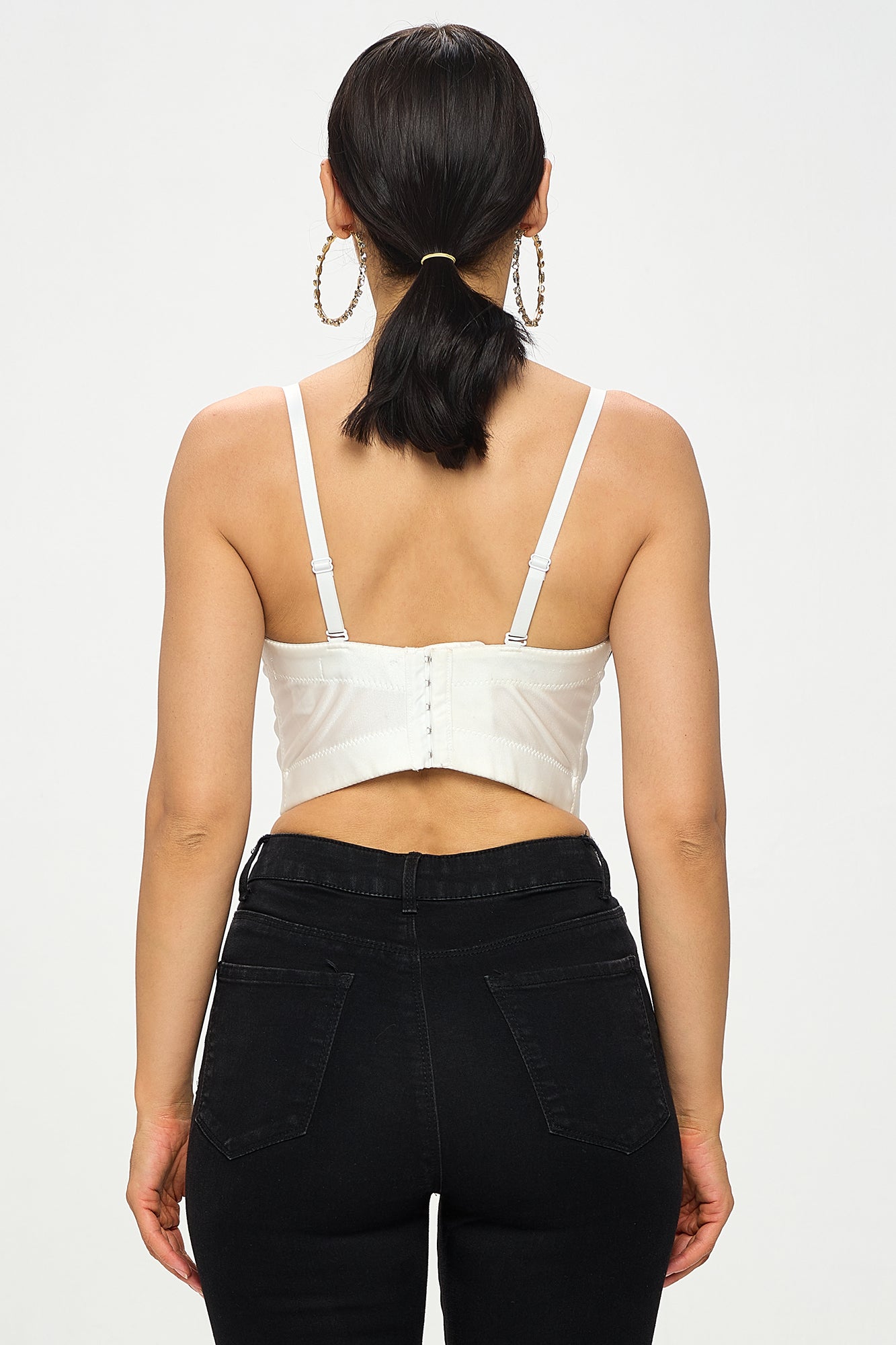 IRIDESCENT TRIANGLE HOLOGRAPHIC BUSTIER CROP TOP_D7202