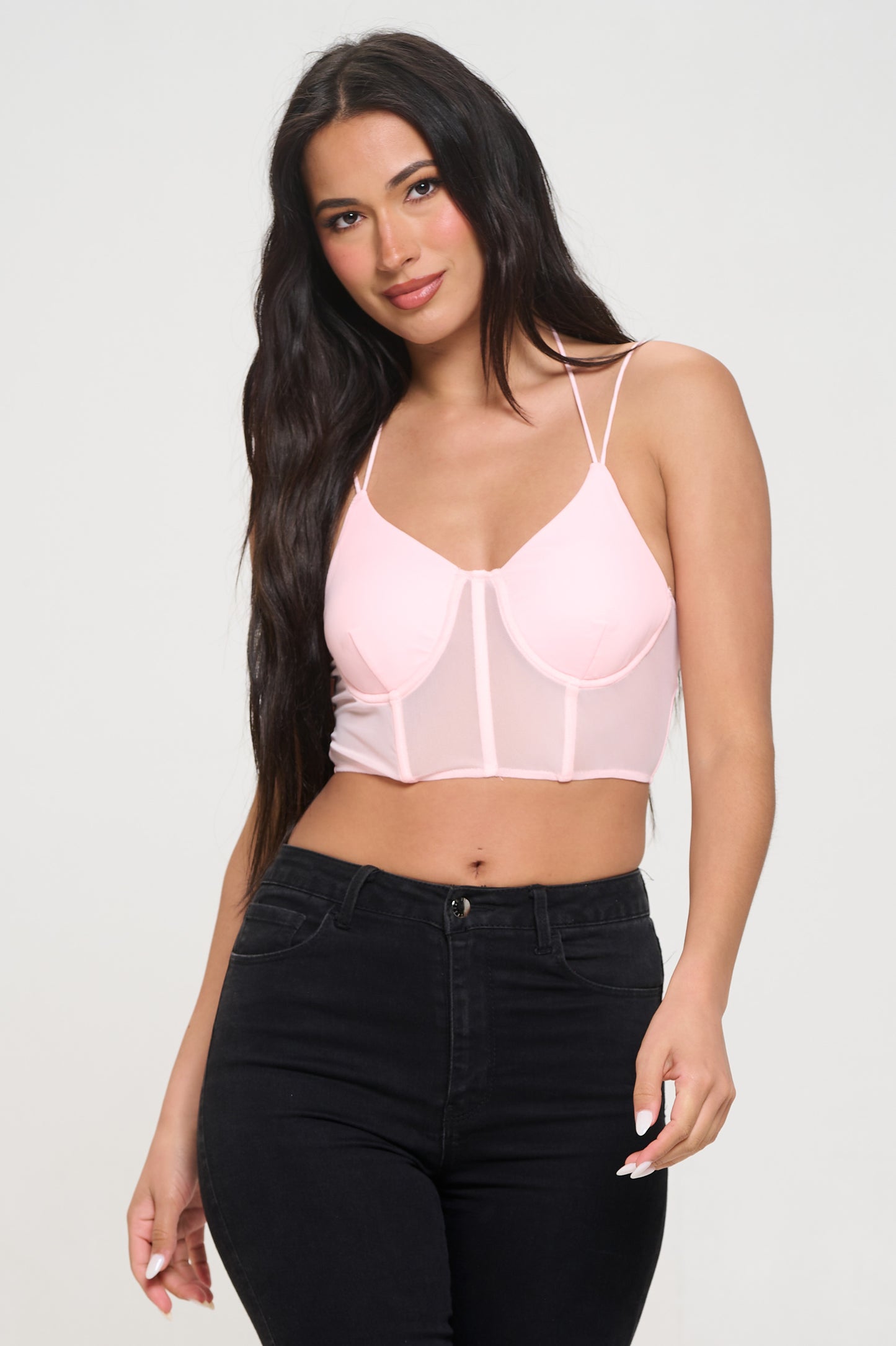 MESH CORSET BUSTIER CROPPED CAMI TOP