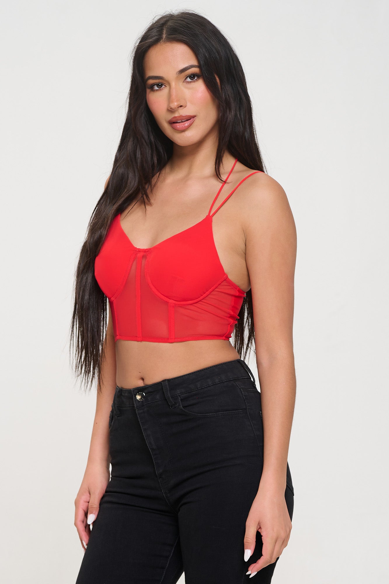 MESH CORSET BUSTIER CROPPED CAMI TOP