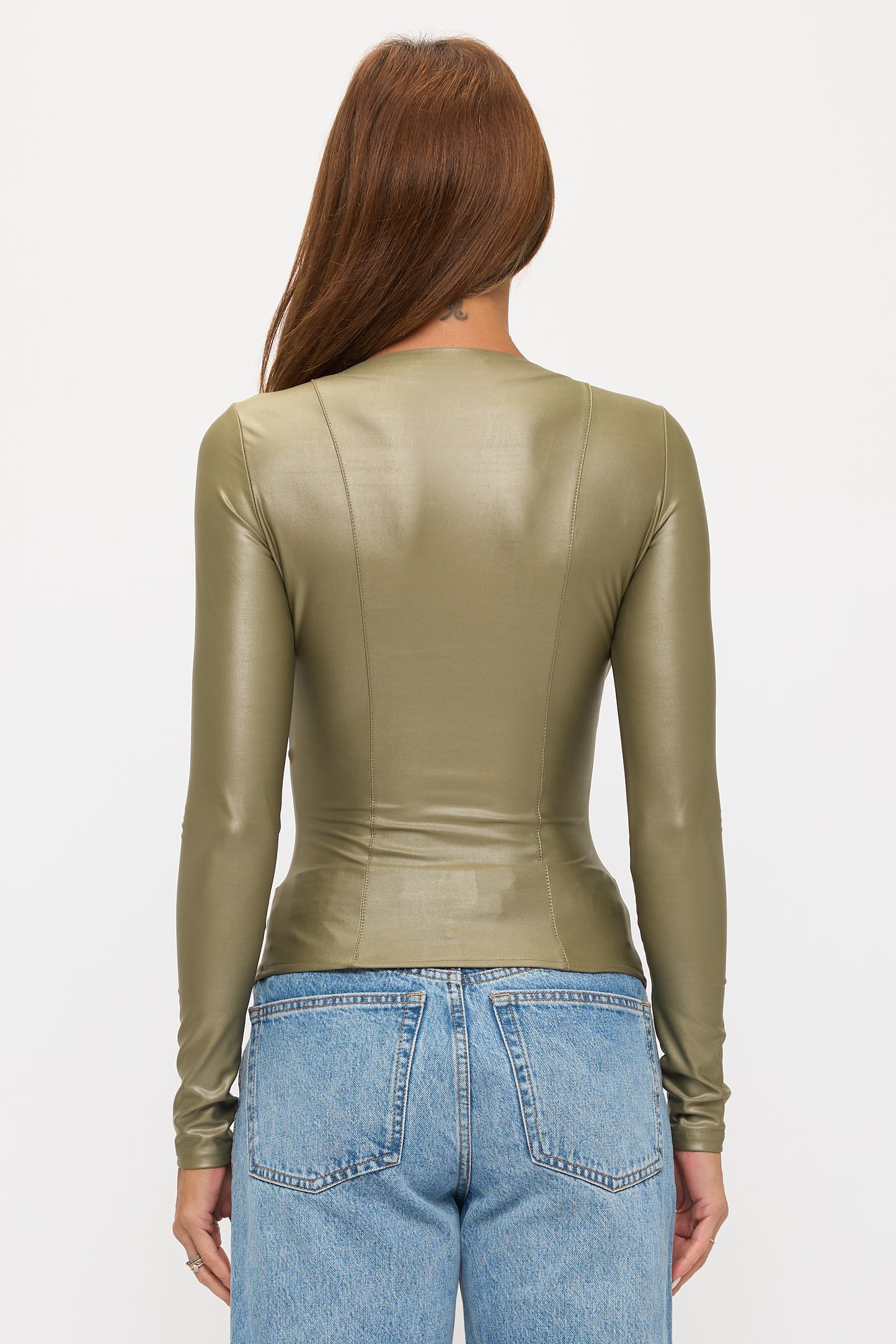 LACE-UP DETAIL ZIP UP LONG SLEEVE JACKET_D6730
