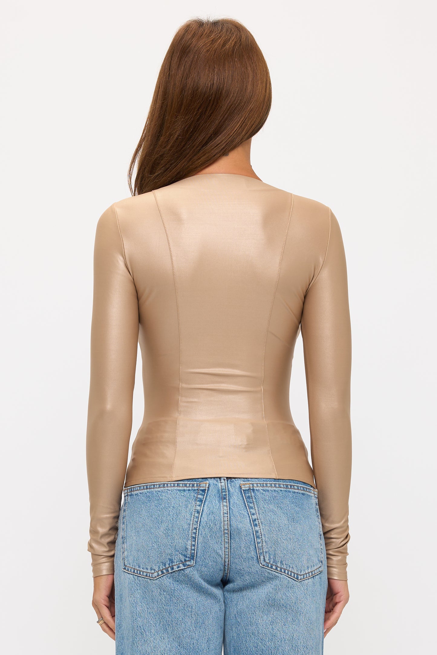 LACE-UP DETAIL ZIP UP LONG SLEEVE JACKET_D6730
