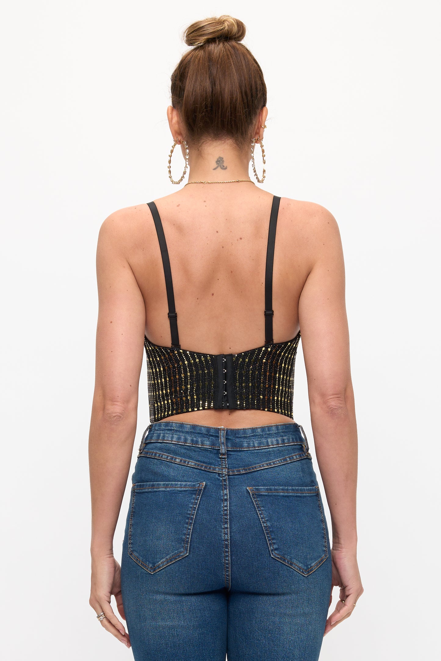 Glam Metallic Beaded Bustier Top