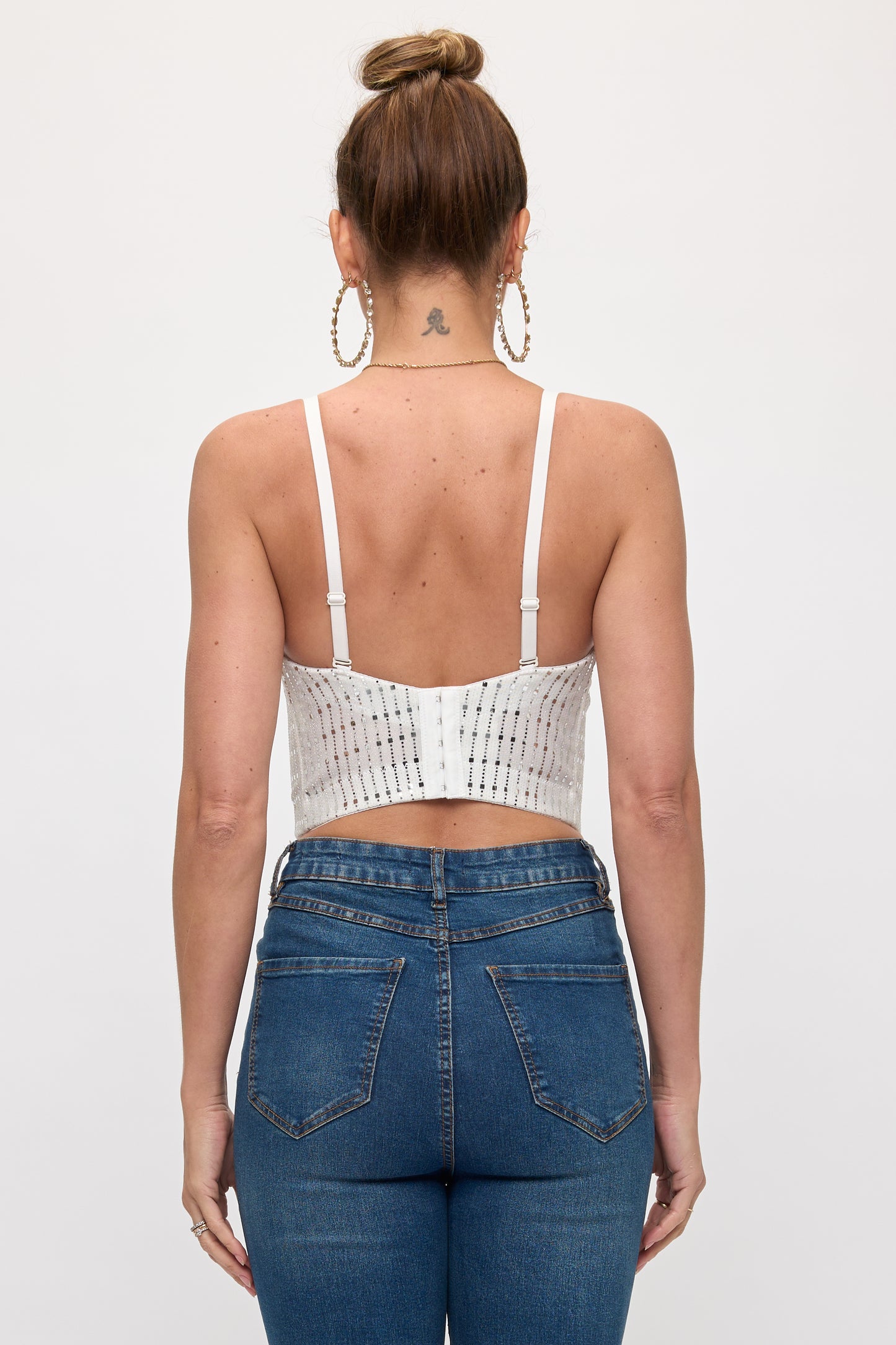 Glam Metallic Beaded Bustier Top