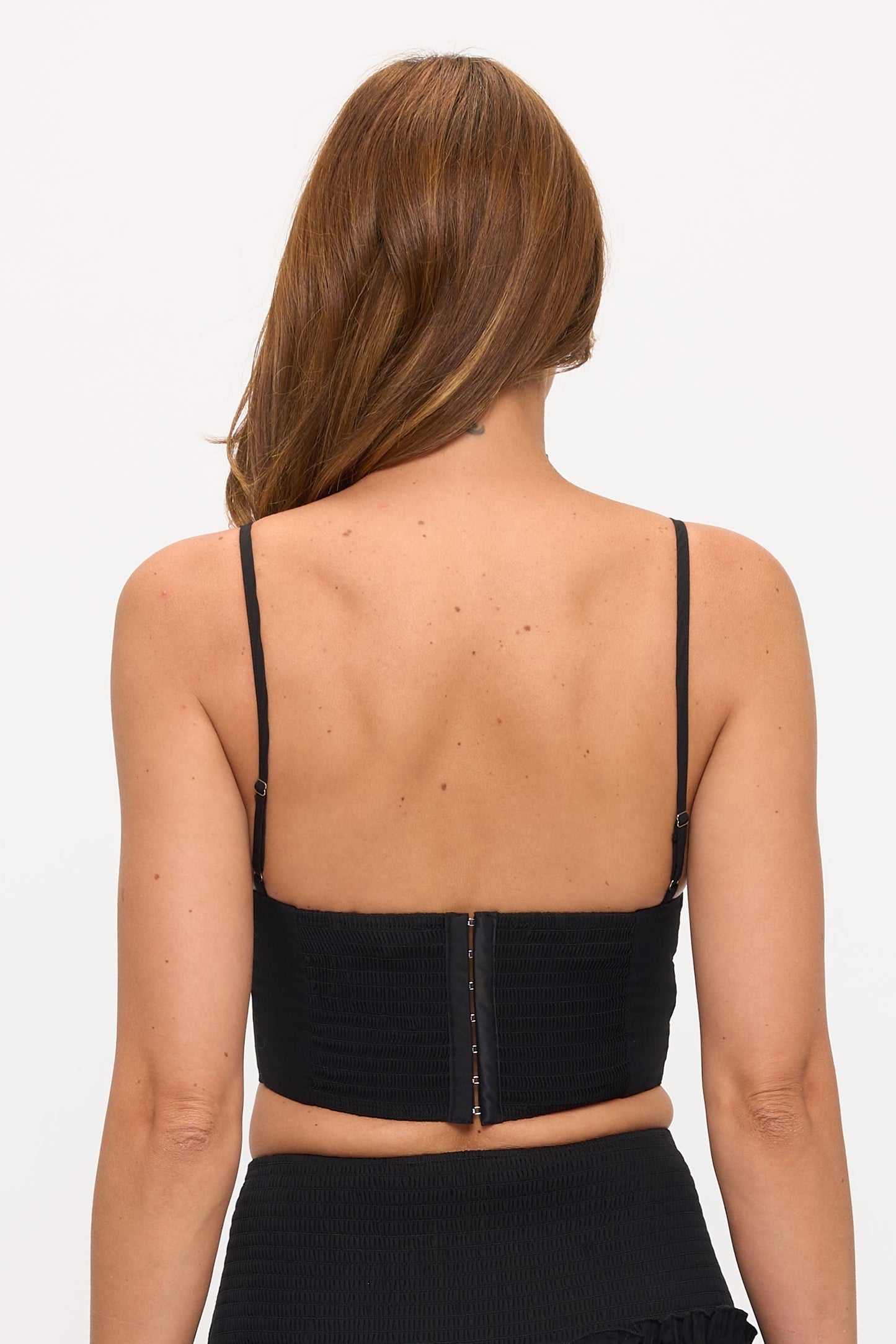 Ruched Lace-Up Crop Corset Top