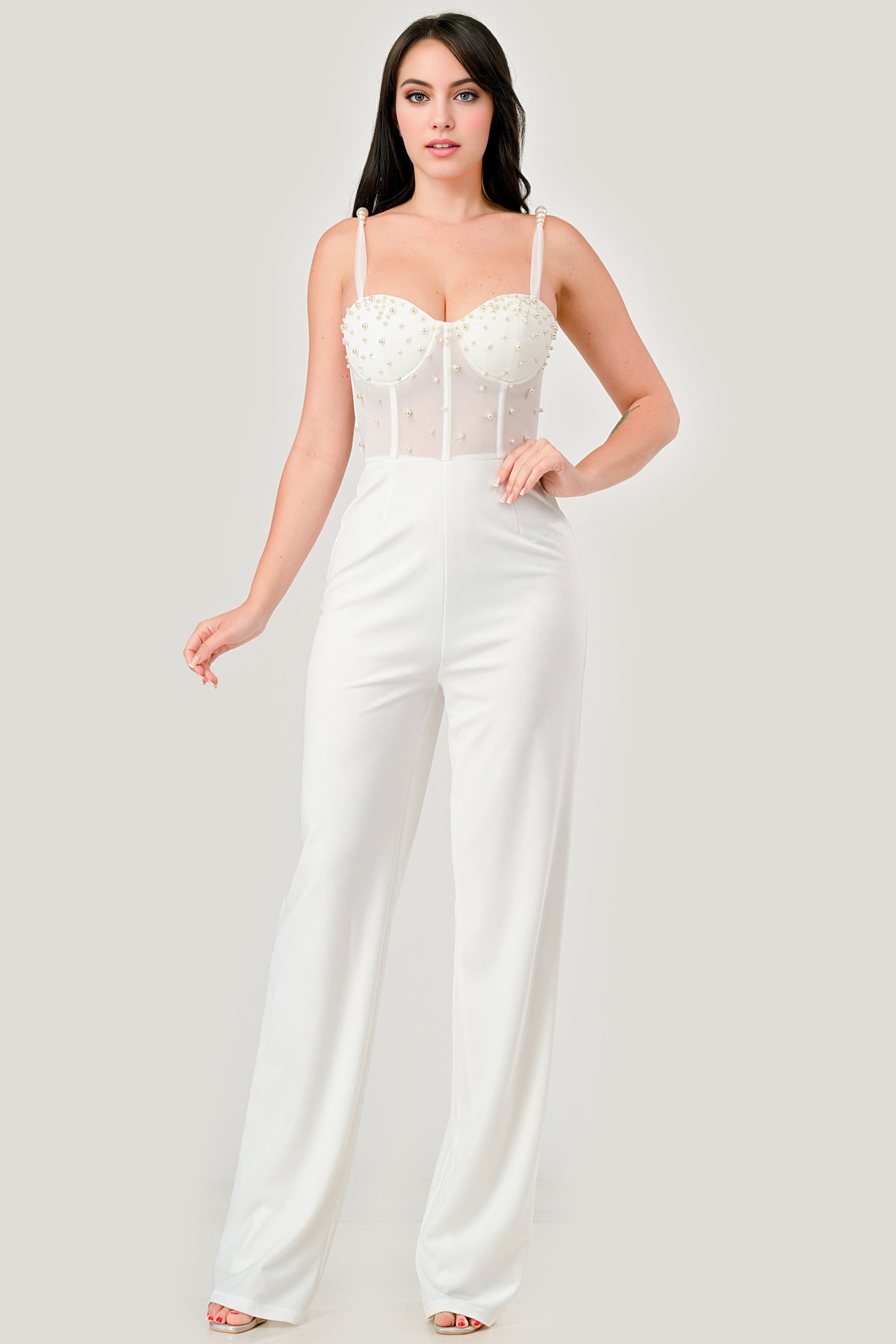 Elegant Pearl Embellished Sheer Jumpsuit_DSH7200