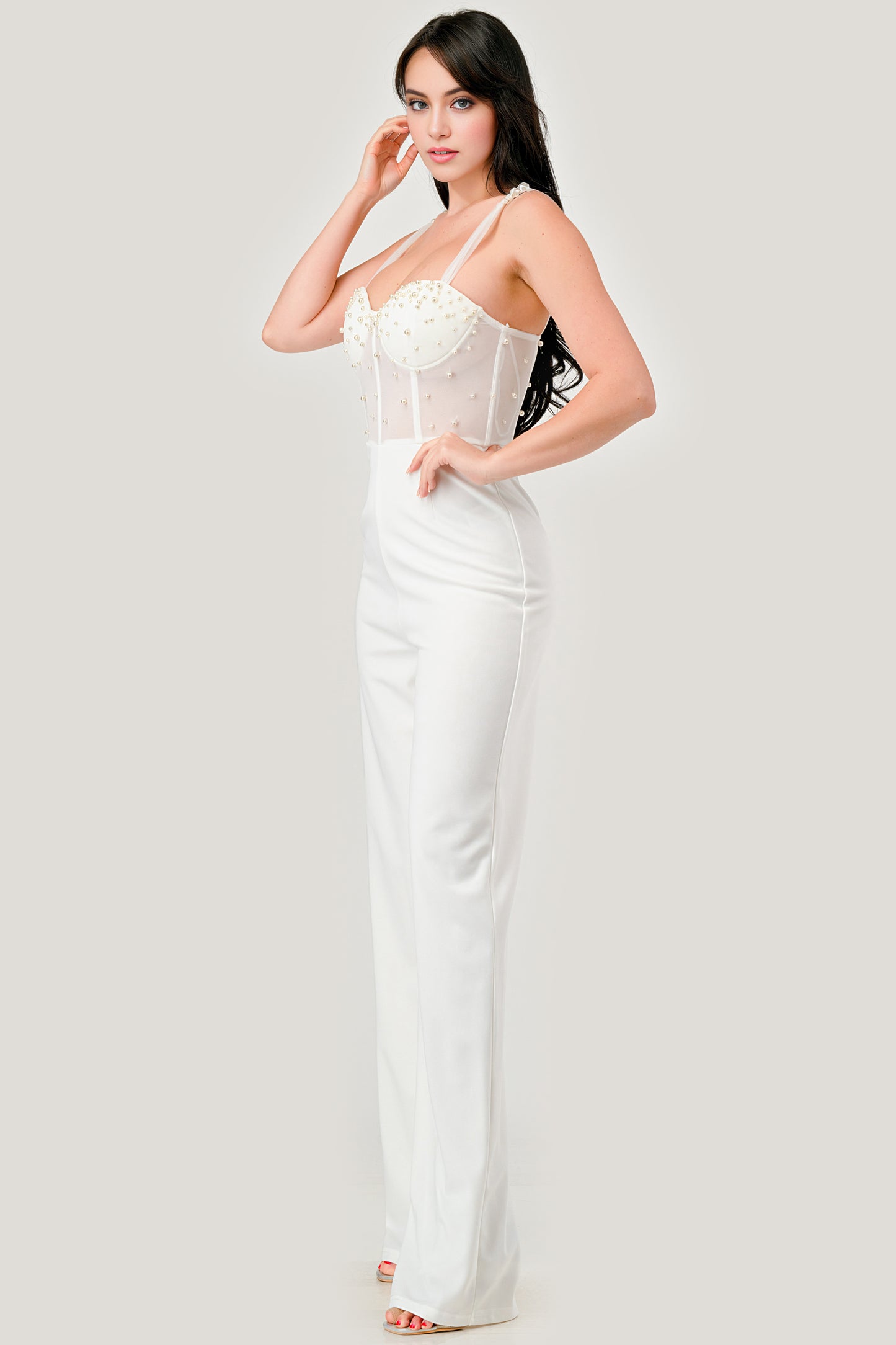 Elegant Pearl Embellished Sheer Jumpsuit_DSH7200