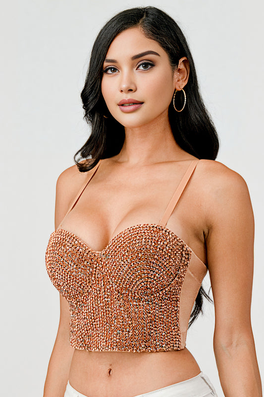 RHINESTONE EMBELLISHED SWEETHEART BUSTIER CROP TOP_ DS4334