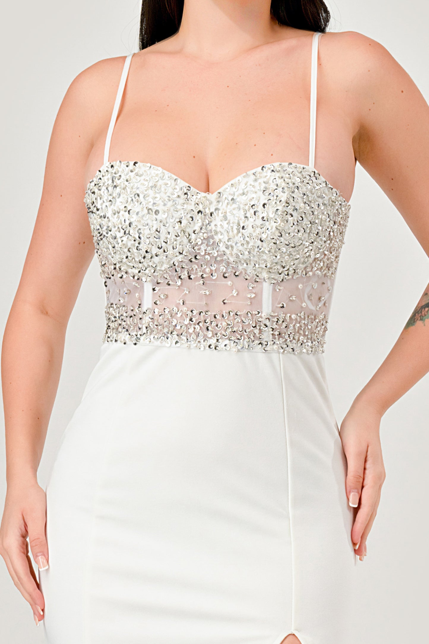 Luxe Allure Beaded Rhinestone Bustier Maxi Dress_DSA6629