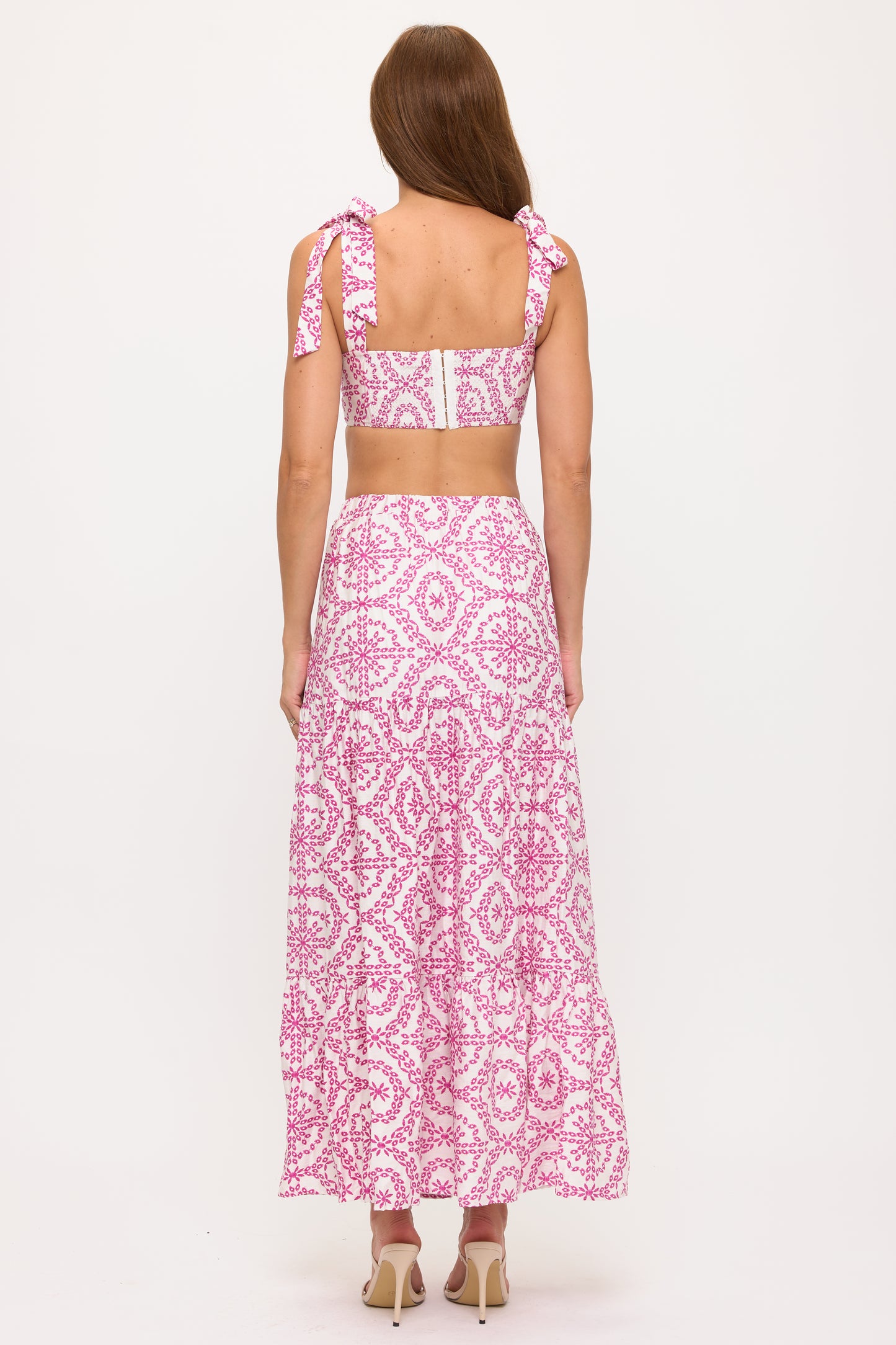 Boho Printed Crop Top & Slit Maxi Skirt Set