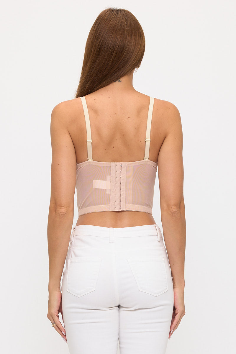 Sheer Mesh Longline Bustier Top