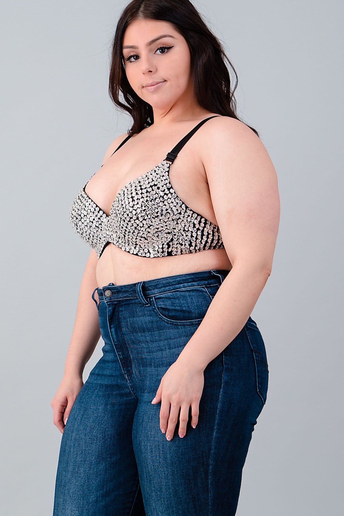 SEQUIN EMBELLISHED PLUS BRA (1XL-1XL-2XL ONLY)_D6485