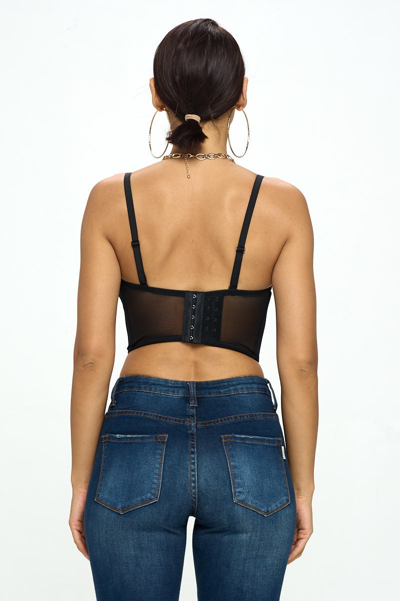 BEAD & CRYSTAL EMBELLISHED BUSTIER CROP TOP_D7060