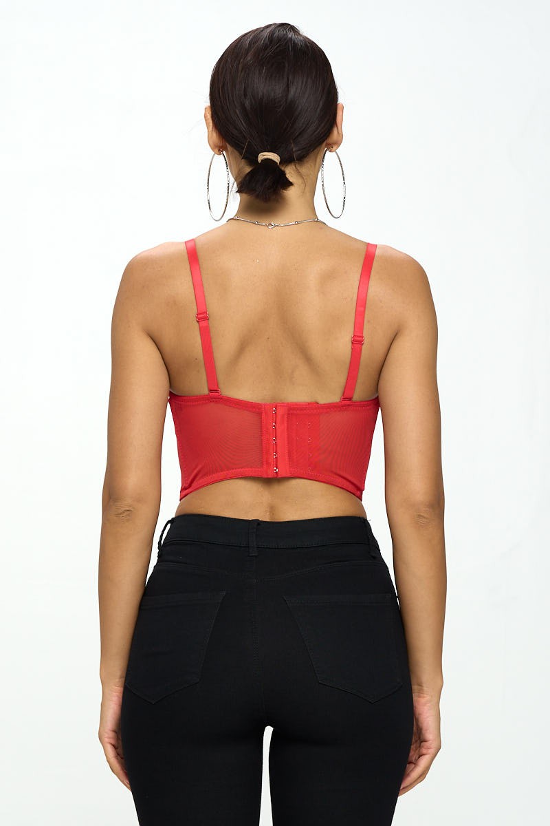 BEAD & CRYSTAL EMBELLISHED BUSTIER CROP TOP_D7060