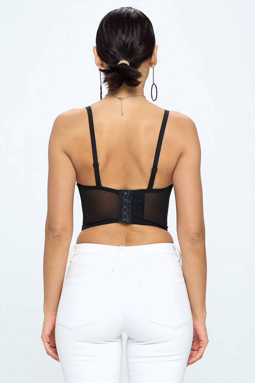 IRIDESCENT GREEN BLACK MERMAID SEQUIN BUSTIER CROP TOP_D7122