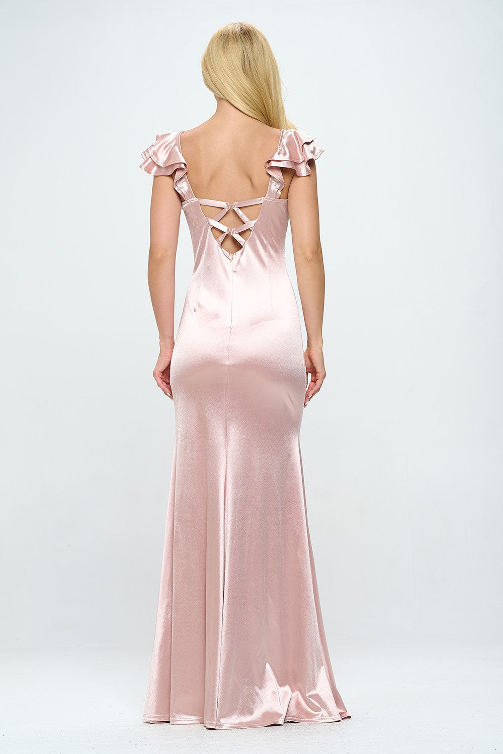 SHORT RUFFLE SLEEVE MAXI DRESS