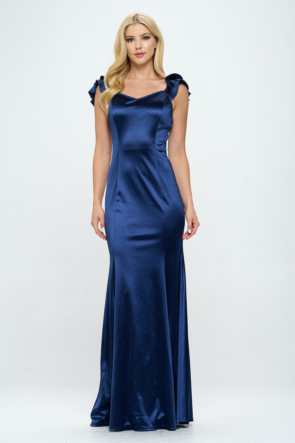 SHORT RUFFLE SLEEVE MAXI DRESS