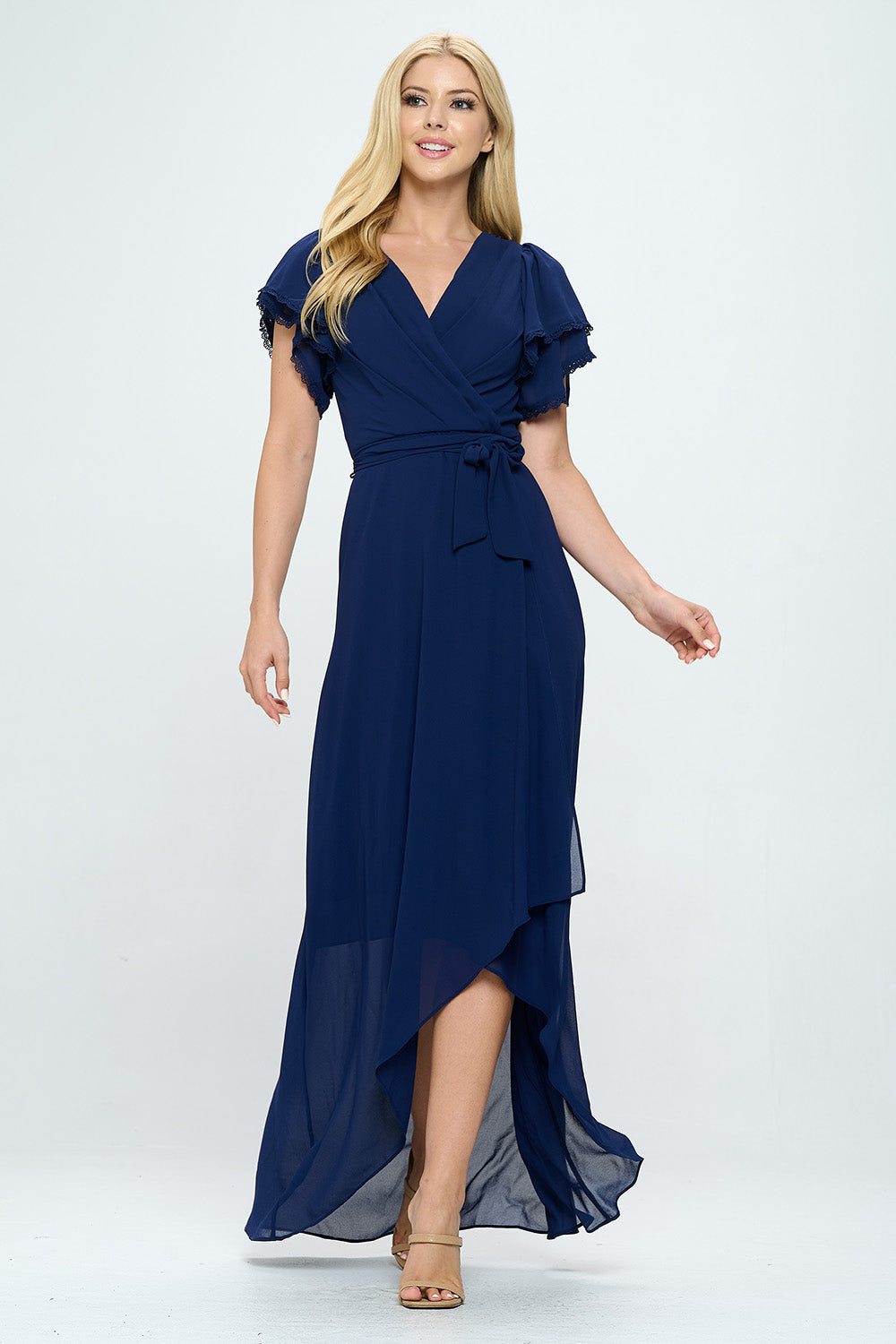 LAYERED BUTTERFLY SLEEVE BELTED WRAP MAXI DRESS OhYes Fashion LAYERED BUTTERFLY SLEEVE BELTED WRAP MAXI DRESS OhYes Fashion