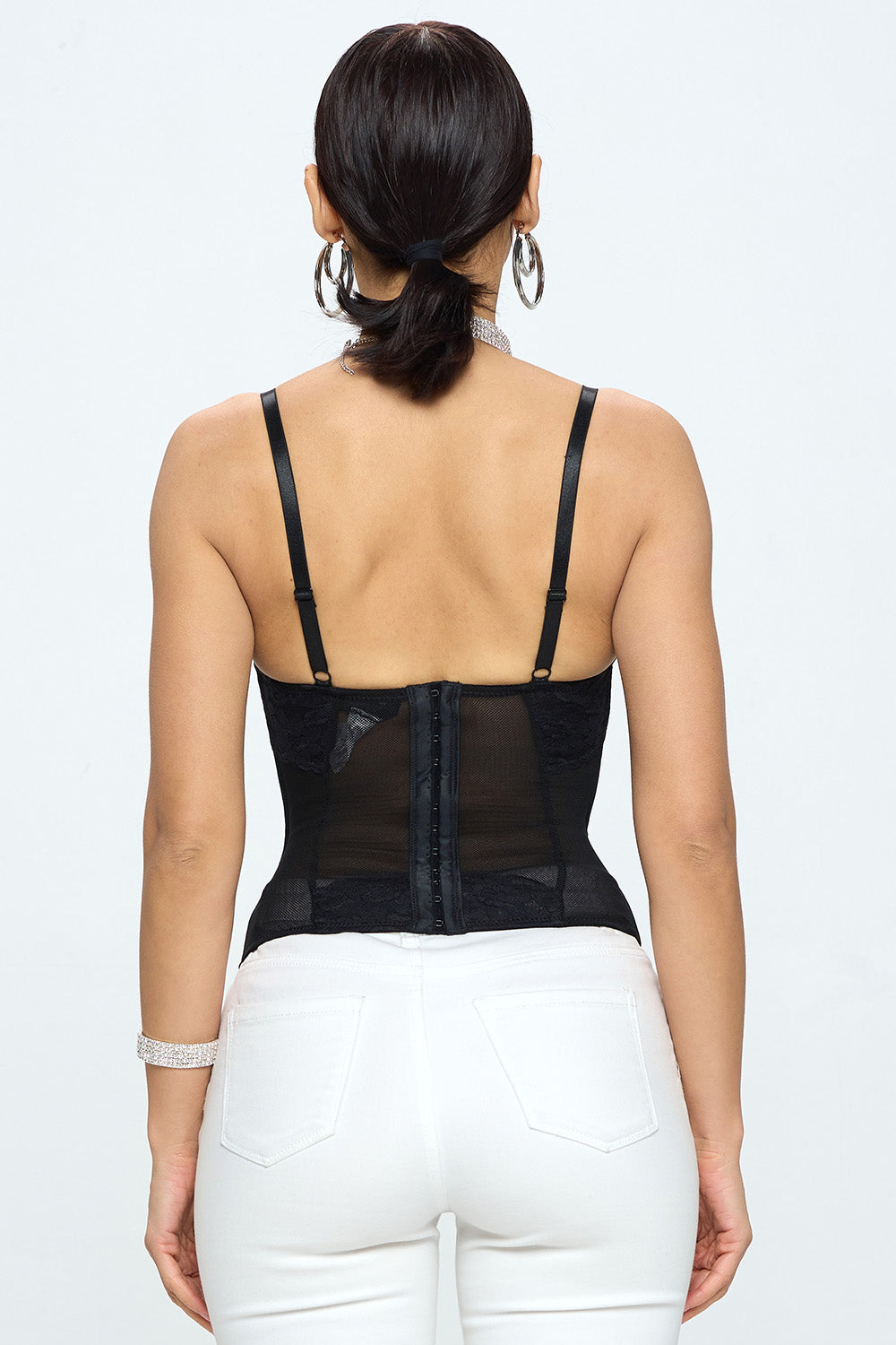 P. LACE BONING MESH CORSET_D1391