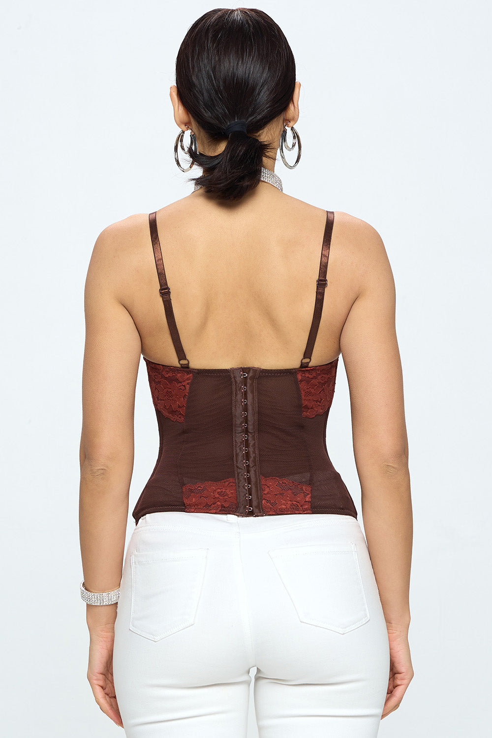 P. LACE BONING MESH CORSET_D1391