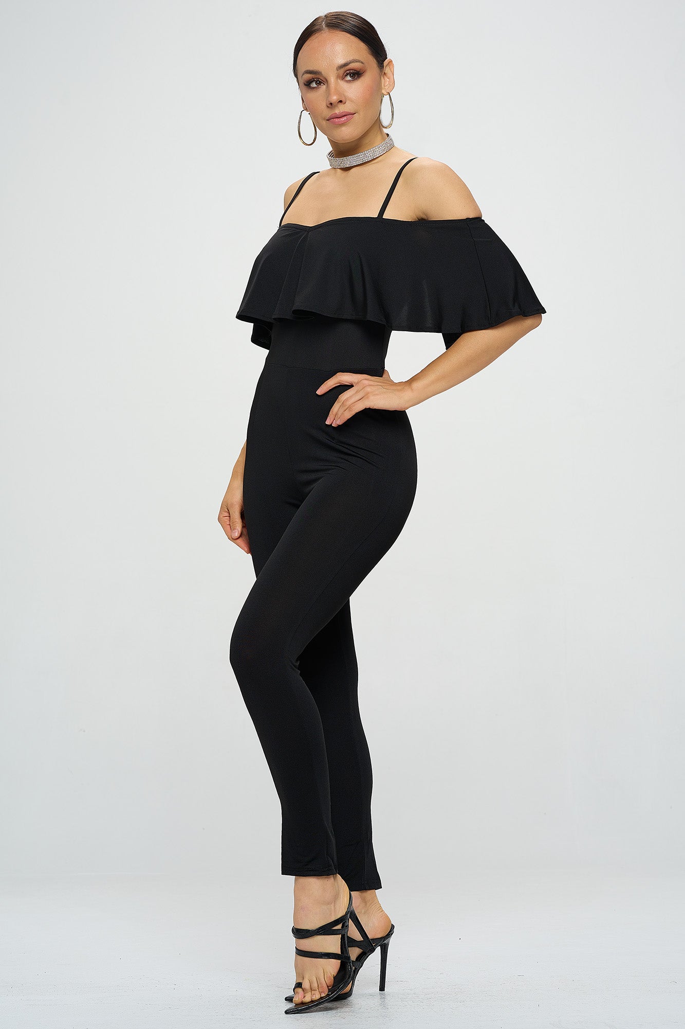OFF SHOULDER FRILL JUMPSUIT