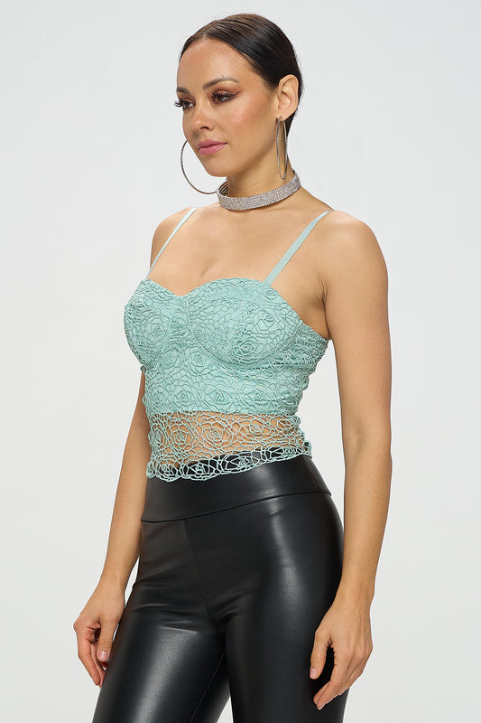 DOUBLE LAYER LACE CROP TOP