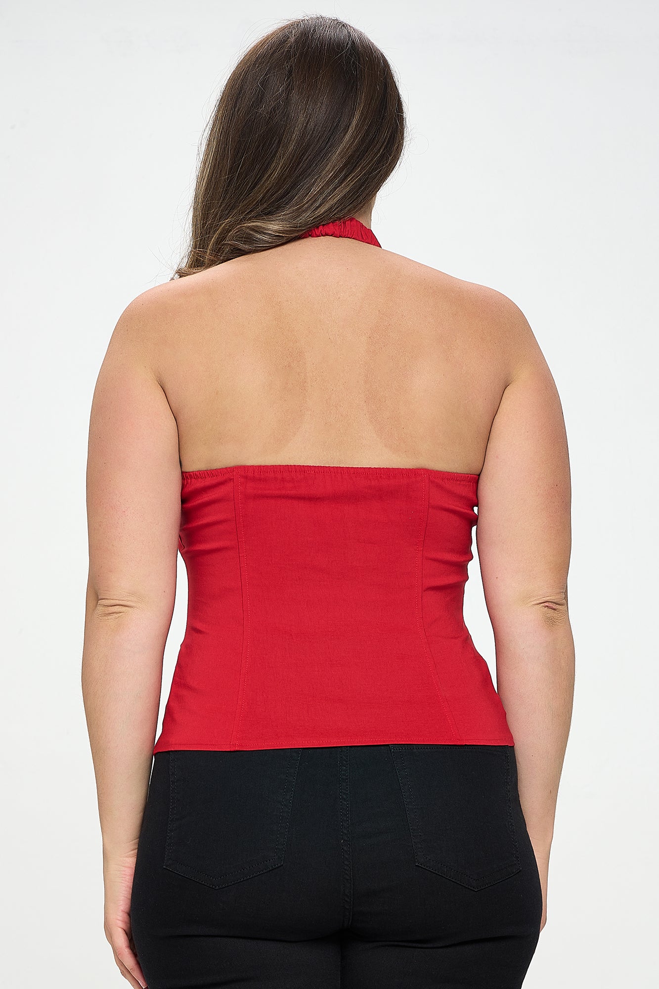LACE UP DETAIL HALTER PLUS_D6838P