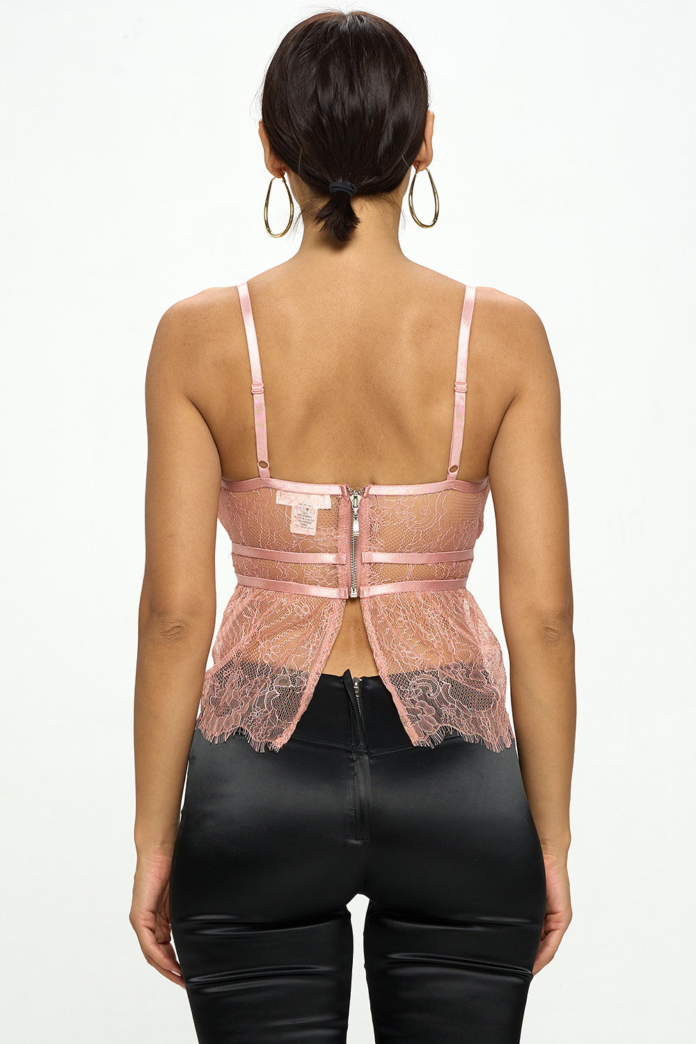 LACE BRALETTE PEPLUM CAMISOLE TOP