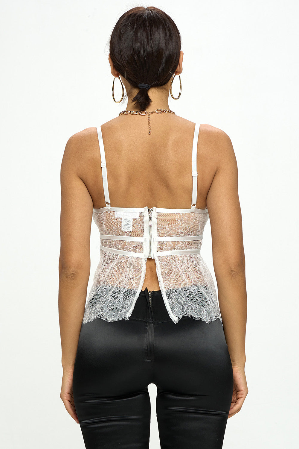LACE BRALETTE PEPLUM CAMISOLE TOP