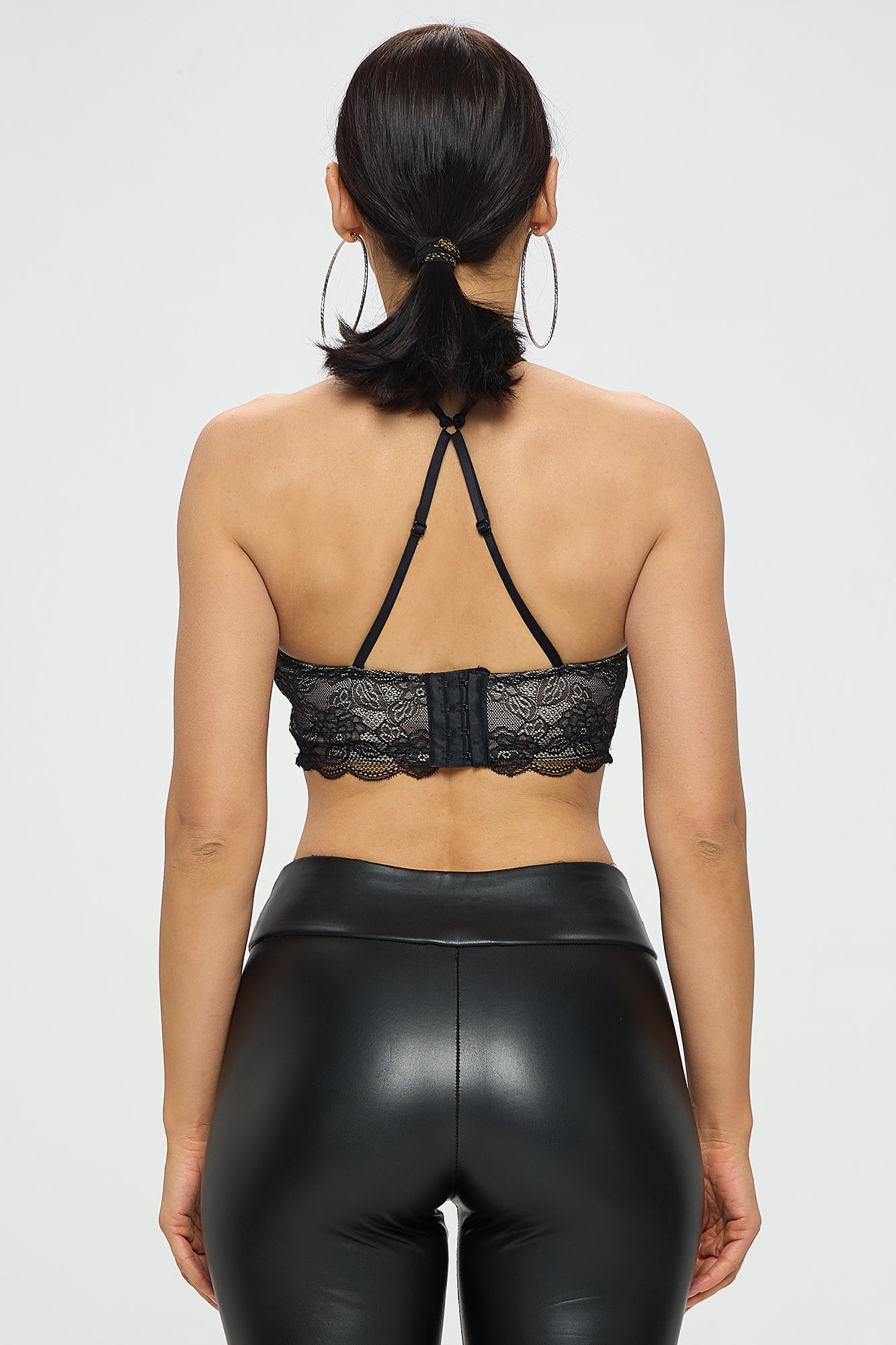 LACE UP HIGH NECK LACE BRALETTE