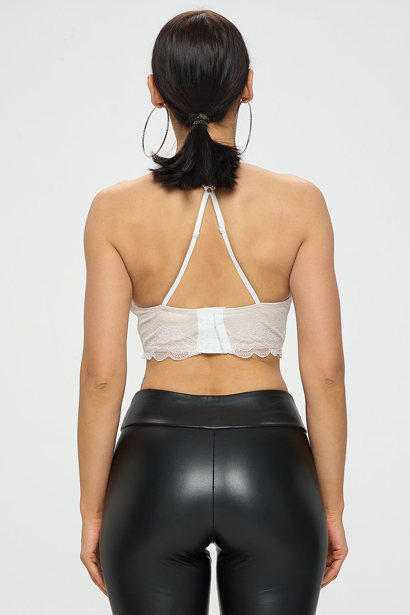 LACE UP HIGH NECK LACE BRALETTE