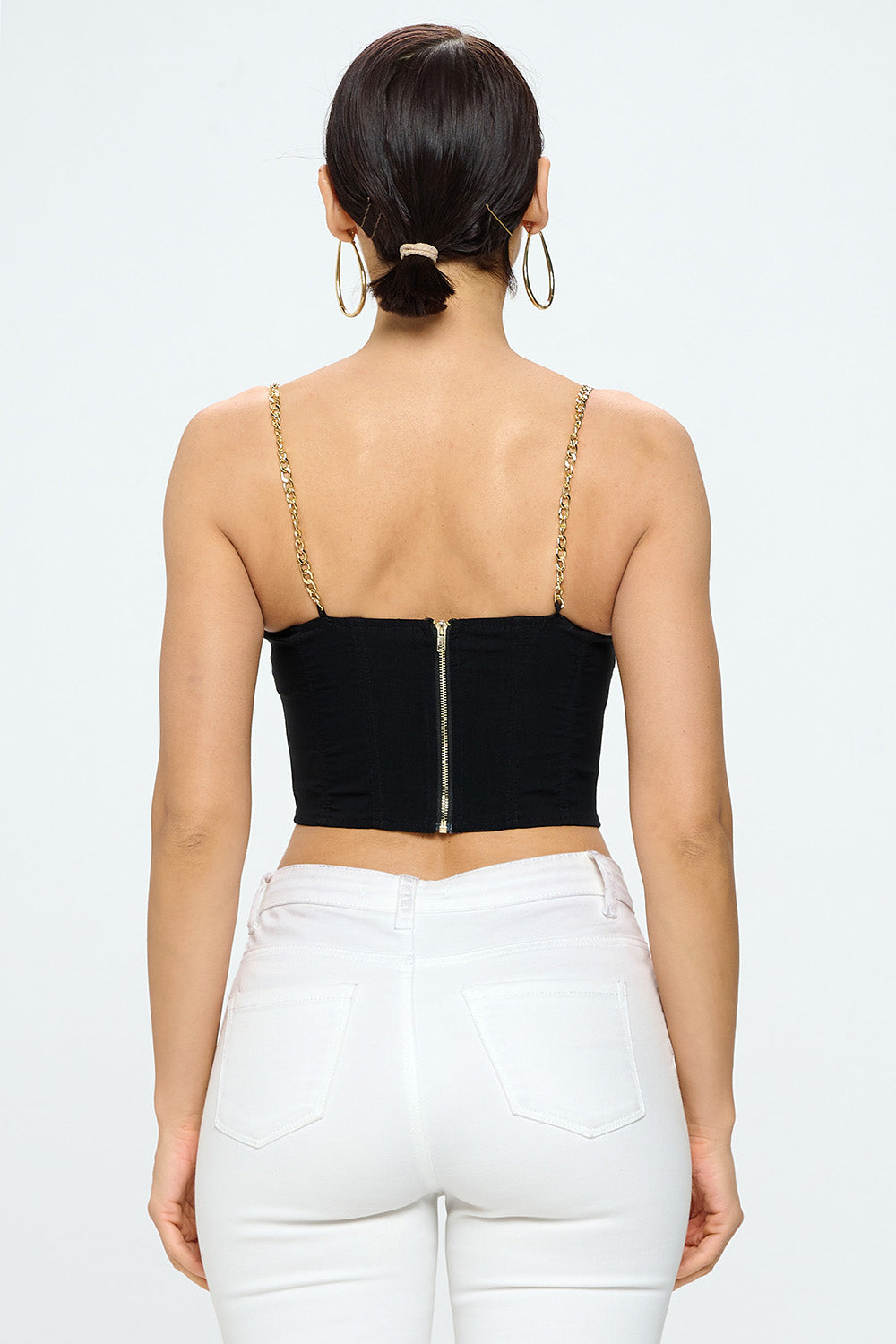 CHAIN STRAP SOLID BUSTIER TOP
